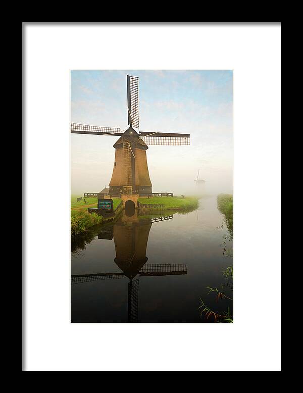 Scenics Framed Print featuring the photograph Windmill In The Mist by Jacobh