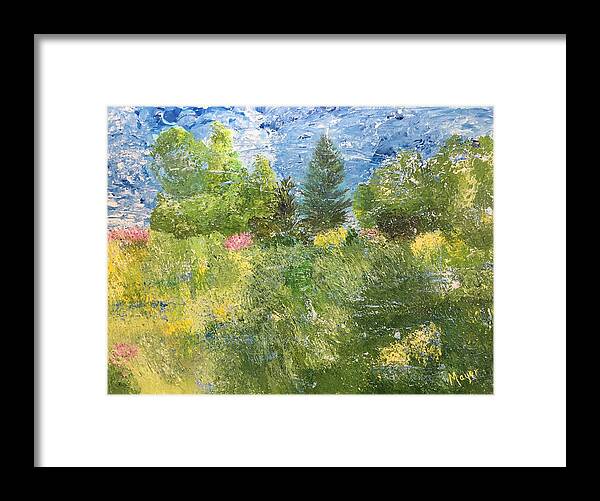 Abstract Framed Print featuring the painting Windy Meadow by Deb Mayer