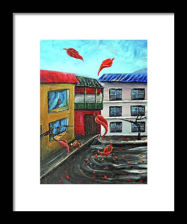  Beautiful Framed Print featuring the painting Windy Street by Medea Ioseliani