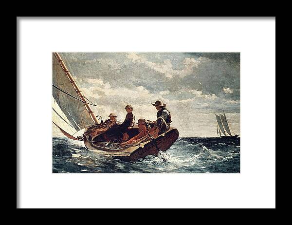 Painting Framed Print featuring the painting Winslow Homer Breezing Up -A Fair Wind-. Date/Period 1873 - 1876. Painting. by Winslow Homer