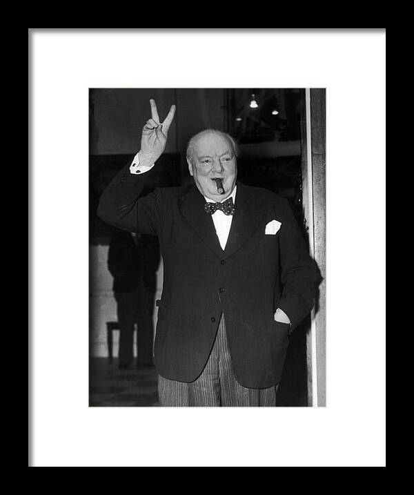 1950-1959 Framed Print featuring the photograph Winston Churchill And His Victory V by Keystone-france