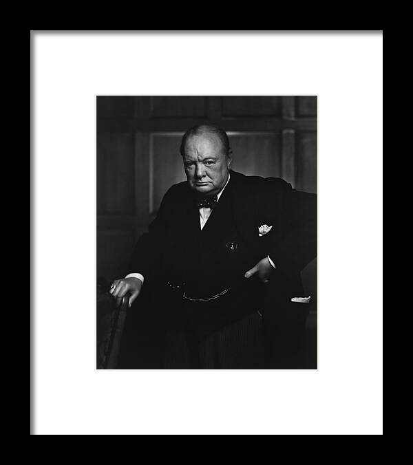 Churchill Framed Print featuring the photograph Winston Churchill Portrait - The Roaring Lion - Yousuf Karsh by War Is Hell Store