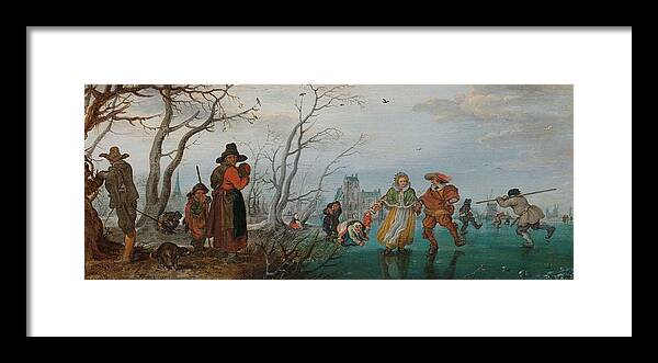 Adriaen Pietersz. Van De Venne Framed Print featuring the painting Winter -Amusement on the Ice-. by Adriaen Pietersz van de Venne
