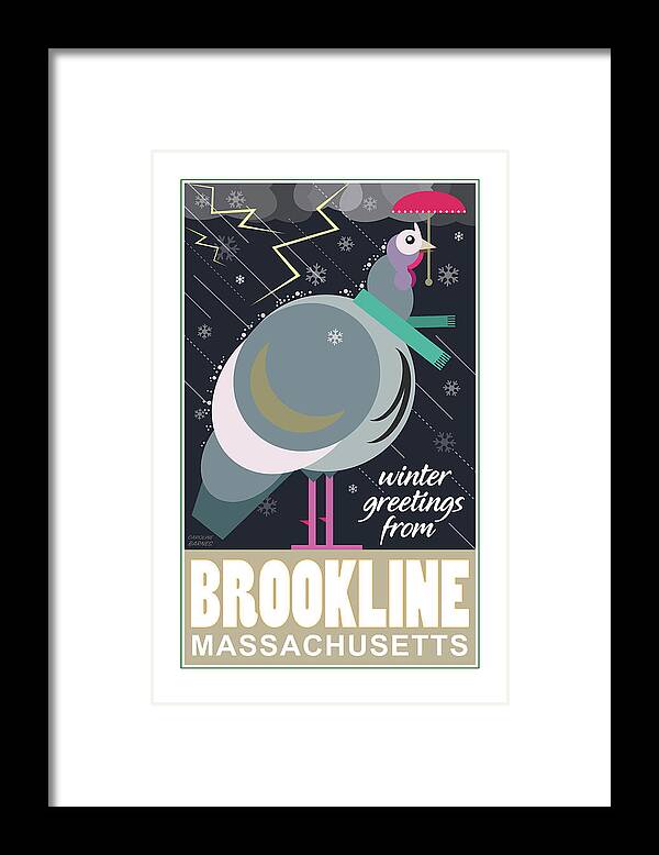 Brookline Framed Print featuring the digital art Winter Greetings by Caroline Barnes