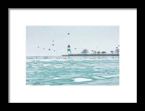 Chicago Framed Print featuring the photograph Winter Lighthouse by Framing Places