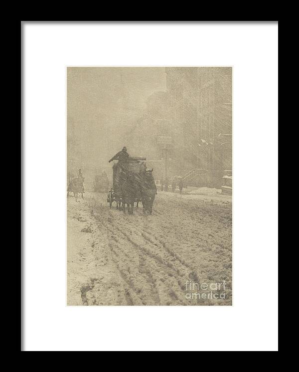 Alfred Stieglitz Framed Print featuring the photograph Winter on Fifth Avenue, 1893 by Alfred Stieglitz
