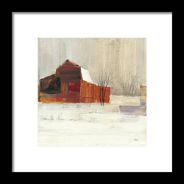 Abstract Framed Print featuring the painting Winter On The Farm by Albena Hristova