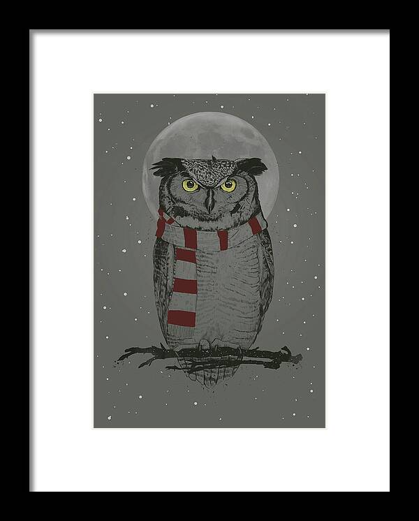 Owl Framed Print featuring the mixed media Winter owl by Balazs Solti