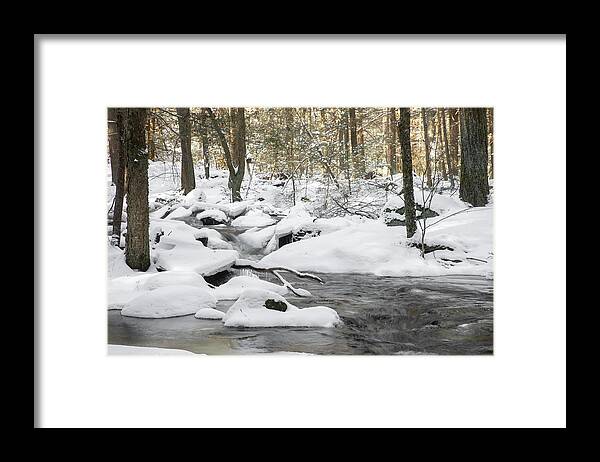 Winter Snow Ice Freezing Cold Outside Outdoors Nature River Stream Brook Trout Conservation Jefferson Ma Mass Massachusetts Brian Hale Brianhalephoto New England Newengland Usa U.s.a. Framed Print featuring the photograph Winter Scenery by Brian Hale