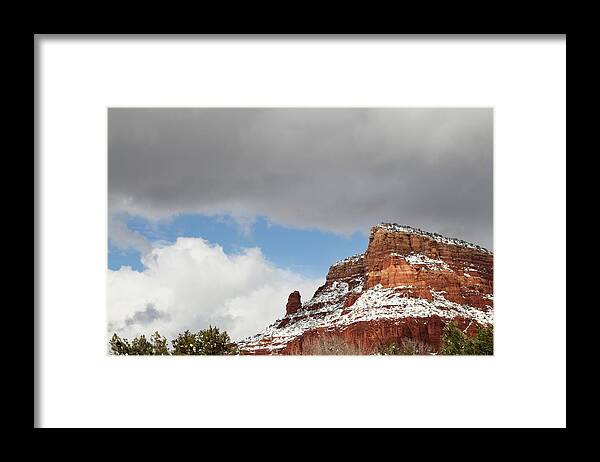 Scenics Framed Print featuring the photograph Winter Snow Red Rock Sedona by Sassy1902