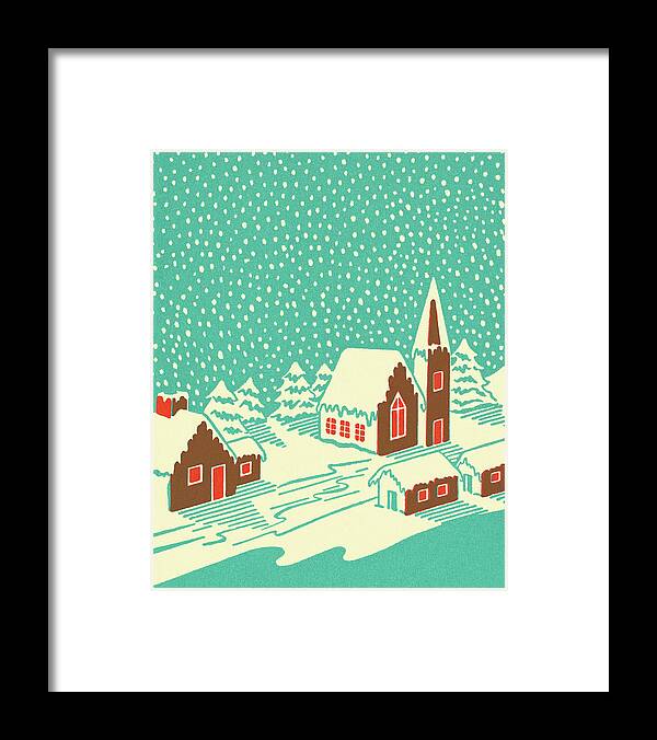 Campy Framed Print featuring the drawing Winter Snow Scene by CSA Images