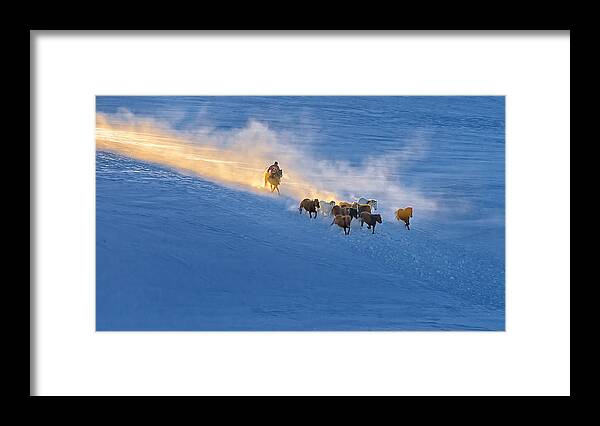 Winter Framed Print featuring the photograph Winter Sunset In Bashang by Hua Zhu