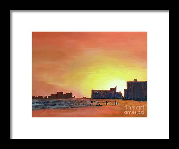 North Myrtle Beach Framed Print featuring the painting Winter Sunset N Myrtle Beach SC by Aicy Karbstein