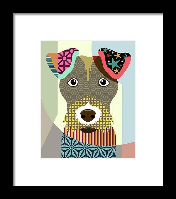Wire Fox Terrier Framed Print featuring the digital art Wire Fox Terrier by Lanre Adefioye