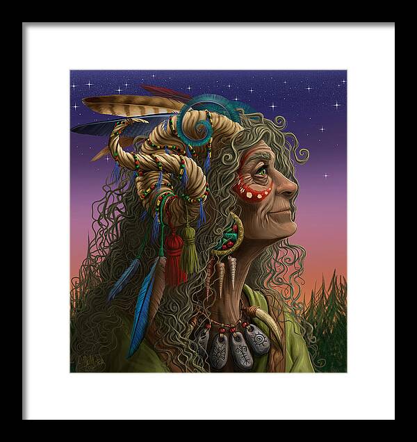 Elder Framed Print featuring the painting Wise Woman  v2 by Cristina McAllister