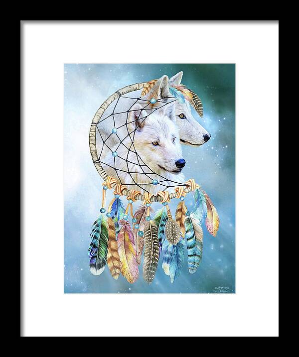 Carol Cavalaris Framed Print featuring the mixed media Wolf Dreams by Carol Cavalaris
