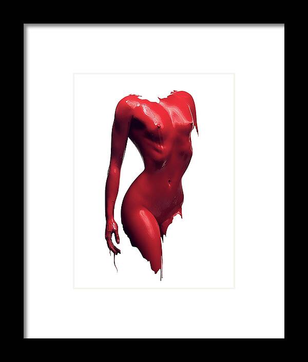 Woman Framed Print featuring the photograph Woman body red paint by Johan Swanepoel