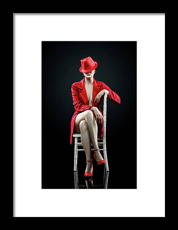Woman Framed Print featuring the photograph Woman in red by Johan Swanepoel