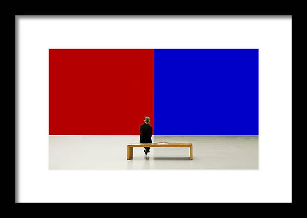 Architecture Framed Print featuring the photograph Woman On Bench by Inge Schuster