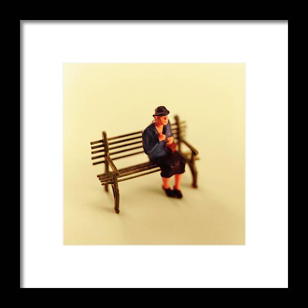 Adult Framed Print featuring the drawing Woman Sitting on Bench by CSA Images