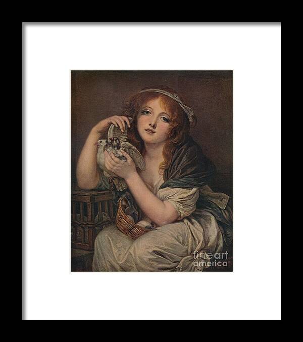 Birdcage Framed Print featuring the drawing Woman With Doves by Print Collector