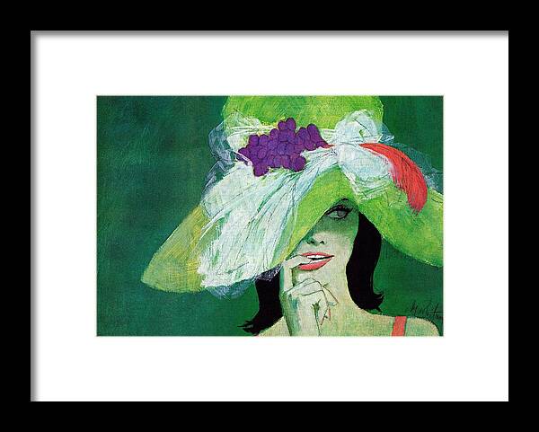 Art Framed Print featuring the drawing Woman With Green Hat. by Coby Whitmore
