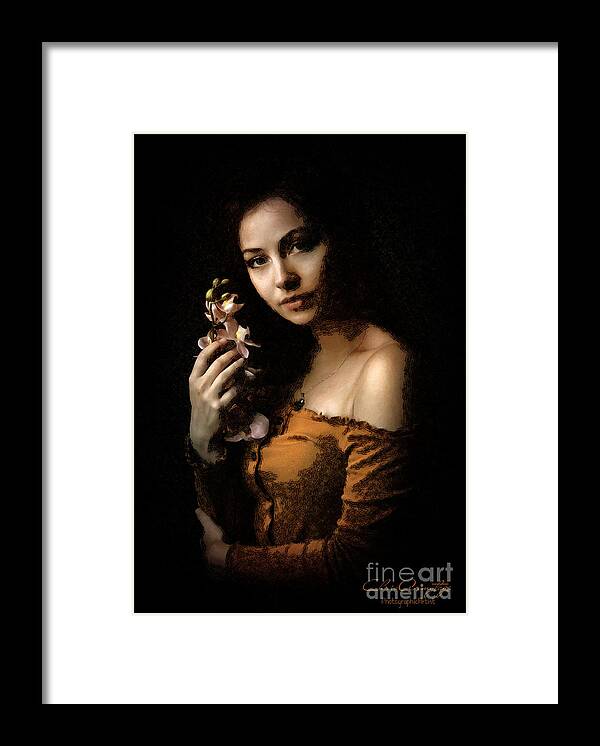 Woman Framed Print featuring the digital art Woman With Orchid by Chris Armytage
