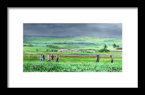 Caribbean Art Framed Print featuring the painting Women Fieldworkers, Barbados by Jonathan Gladding