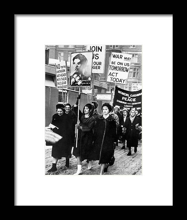 People Framed Print featuring the photograph Women March In Anti Bomb Demonstration by Bettmann