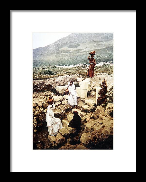 Nablus Framed Print featuring the photograph Women of Nablus in 1890 by Munir Alawi