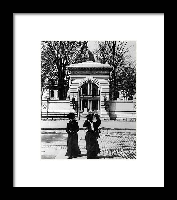 Arch Framed Print featuring the photograph Women Outside The Concord State Capitol by Keystone
