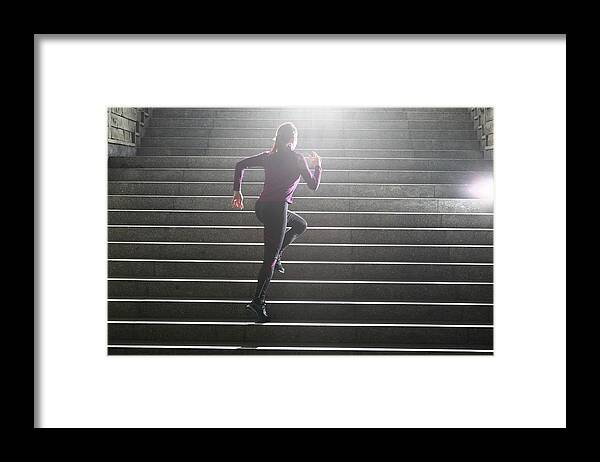 Steps Framed Print featuring the photograph Women Running On Stairs by Stanislaw Pytel