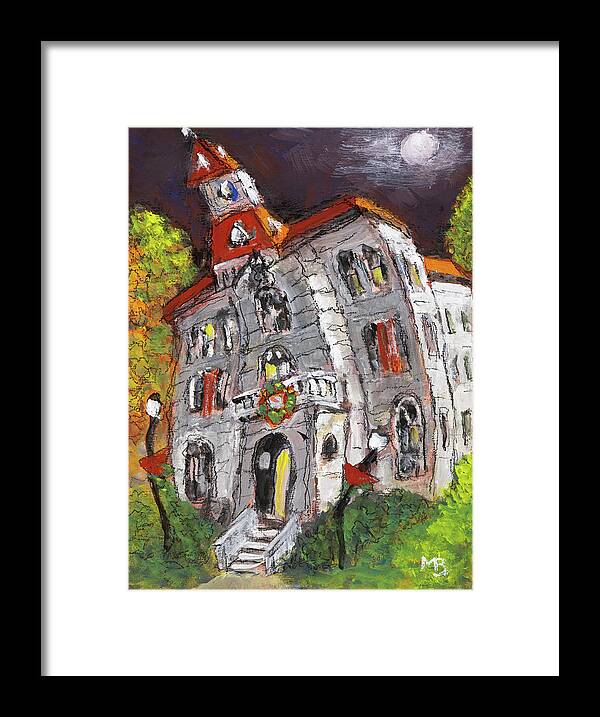 Courthouse Framed Print featuring the painting Wonky Courthouse by Mike Bergen