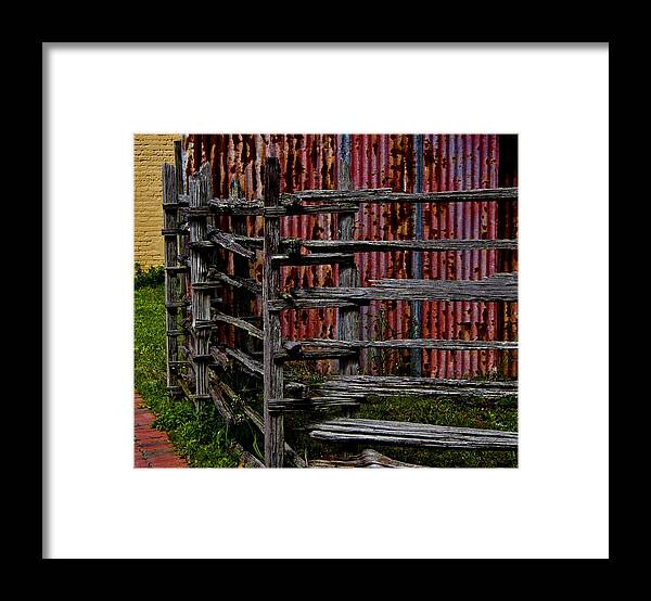 Wood Framed Print featuring the photograph Wood, Metal, Brick by L Bosco