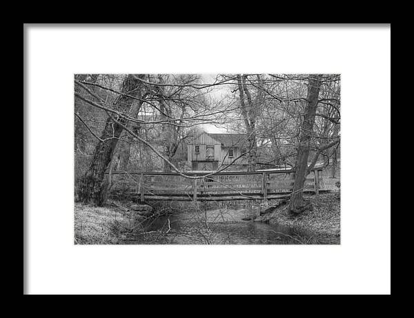 Waterloo Village Framed Print featuring the photograph Wooden Bridge Over Stream - Waterloo Village by Christopher Lotito