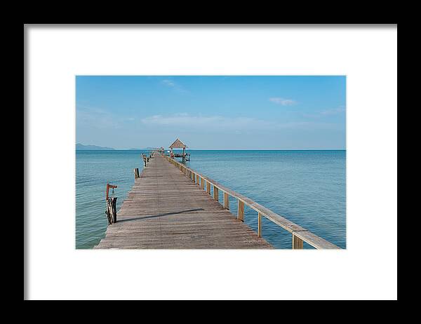 Landscape Framed Print featuring the photograph Wooden Pier With Boat In Phuket by Prasit Rodphan
