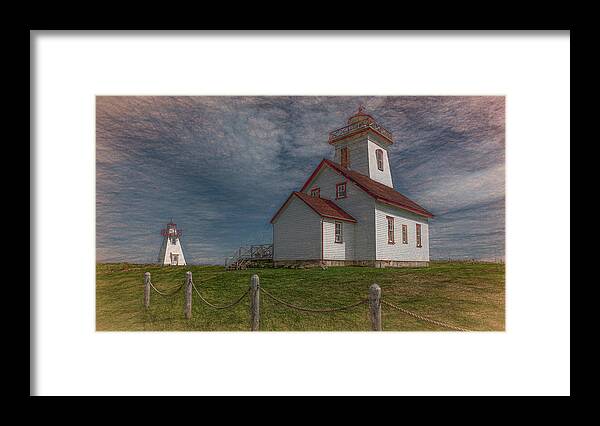 Woods Island Framed Print featuring the photograph Woods Island Lighthouse, Painterly by Marcy Wielfaert