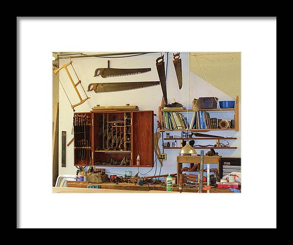 Wood Framed Print featuring the photograph Woodwork shop tools by Fred Bailey