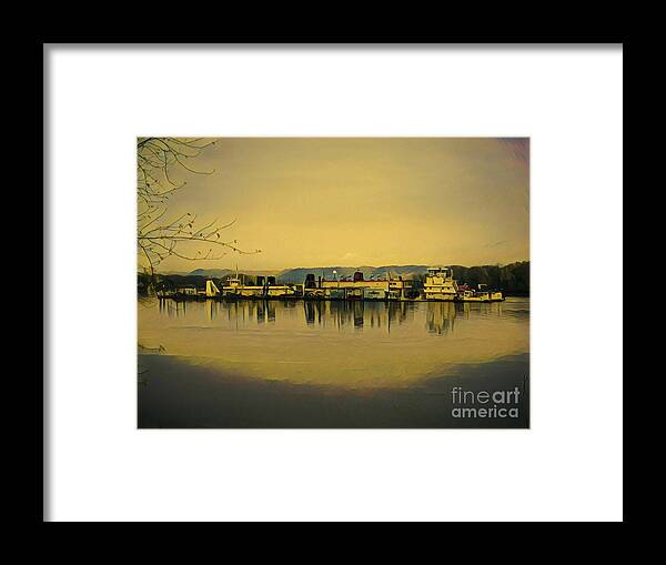 Mississippi River Framed Print featuring the painting Work Barge by Marilyn Smith