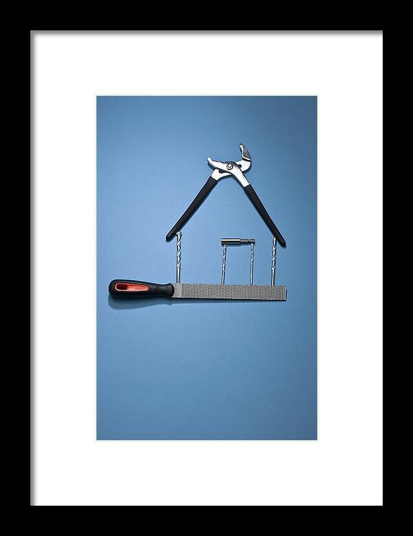 Rasp Framed Print featuring the photograph Work Tools Arranged In An Abstract by Larry Washburn