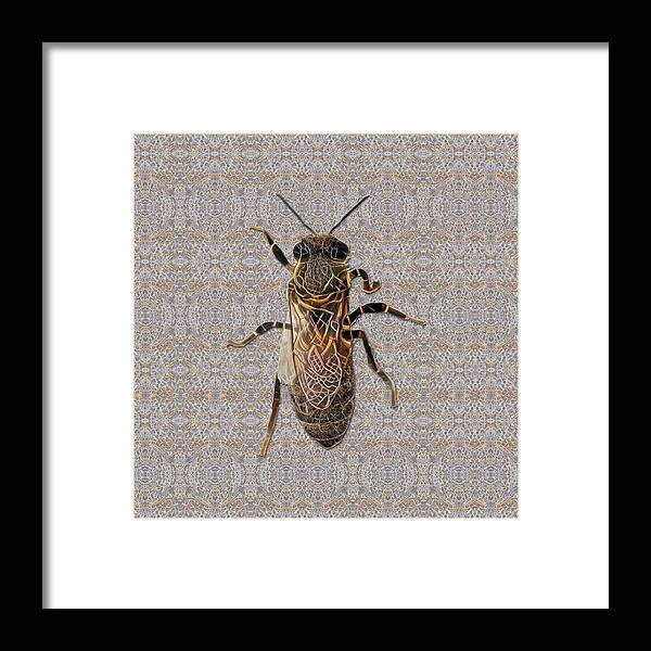 Insect Framed Print featuring the digital art Worker Honey Bee 05 by Diego Taborda