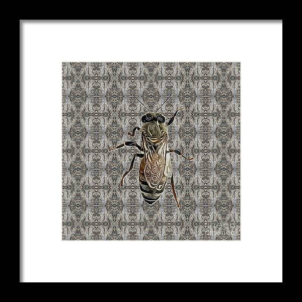 Honey Bee Framed Print featuring the digital art Worker Honey Bee 07 by Diego Taborda