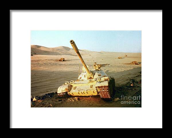 Politics And Government Framed Print featuring the photograph Wrecked Jordanian Tanks In Judean Hills by Bettmann