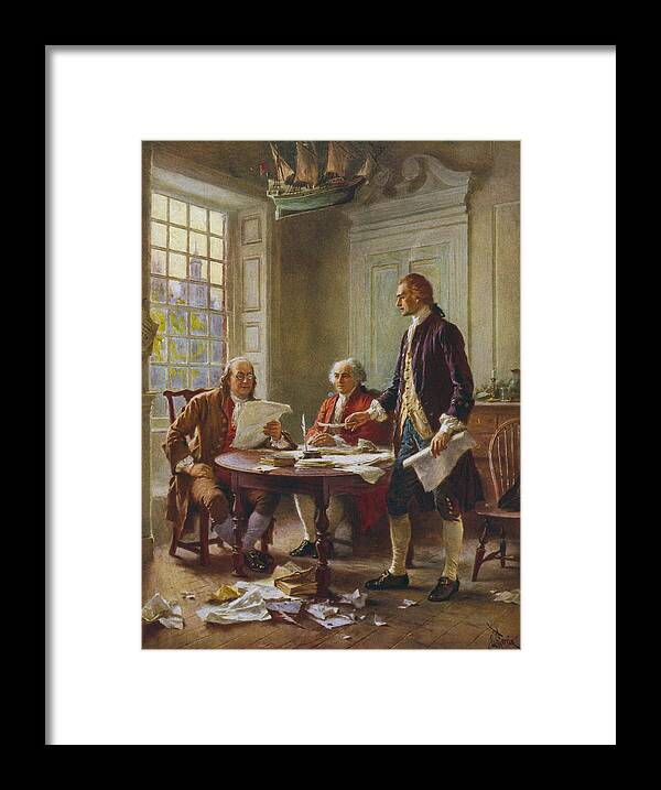 Declaration Of Independence Framed Print featuring the painting Writing The Declaration of Independence by War Is Hell Store