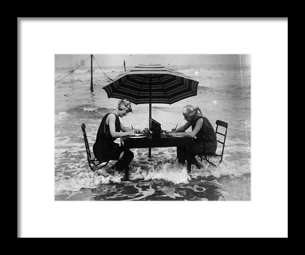 People Framed Print featuring the photograph Writing Tide by General Photographic Agency