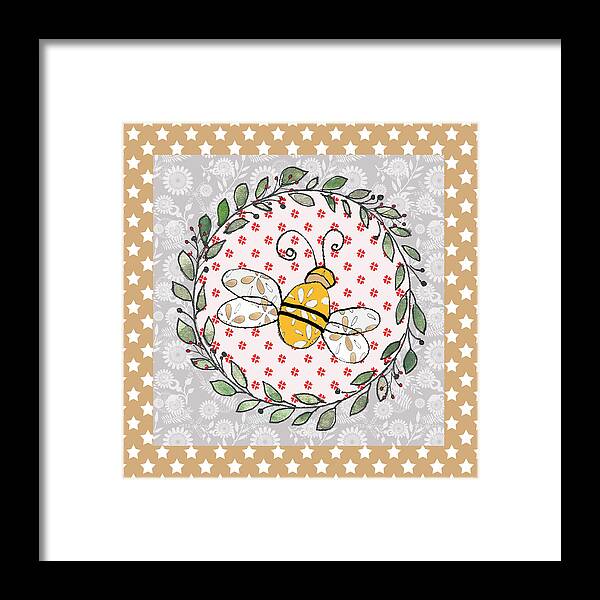 Xmas Bee Framed Print featuring the mixed media Xmas Bee by Effie Zafiropoulou