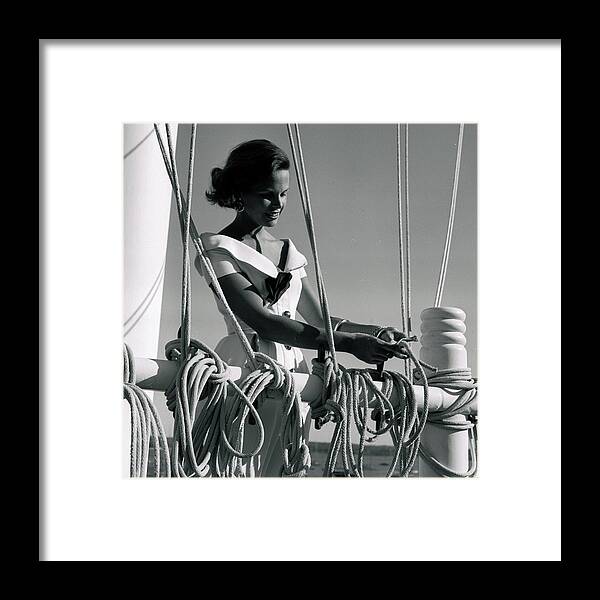 1950-1959 Framed Print featuring the photograph Yacht Fashion Show by Peter Stackpole