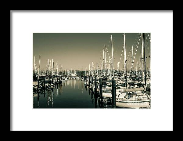 Travel Us-101 Framed Print featuring the photograph 0697 Boats Anchor near Belvedere Tiburon California by Neptune - Amyn Nasser Photographer