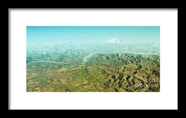 Yale Lake Framed Print featuring the digital art Yale Lake 3D Render Topographic Map Horizon by Frank Ramspott