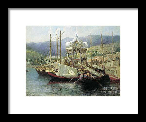 Oil Painting Framed Print featuring the drawing Yalta Harbour, 1890 by Heritage Images